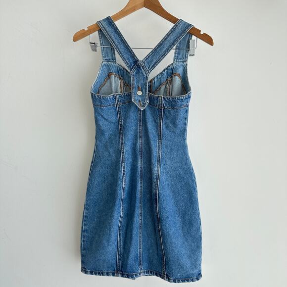 Vintage Denim Dress Womens Small Cowgirl Western Festival Bongo 90s - Picture 6 of 12